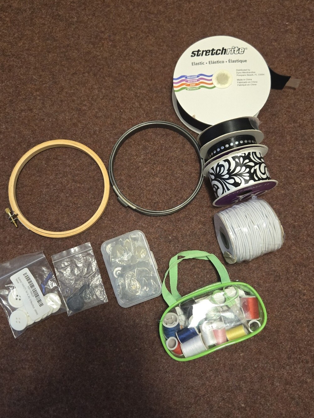 Sewing Stuff Lot Rings Kit Elastic Ribbon Buttons Craft Sew Memd Fix